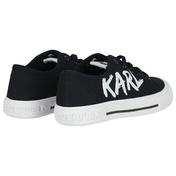 Boys Black & White Logo Trainers