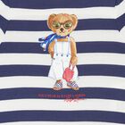 Baby Girls Navy Blue & White Striped Shorts Set, 1, hi-res