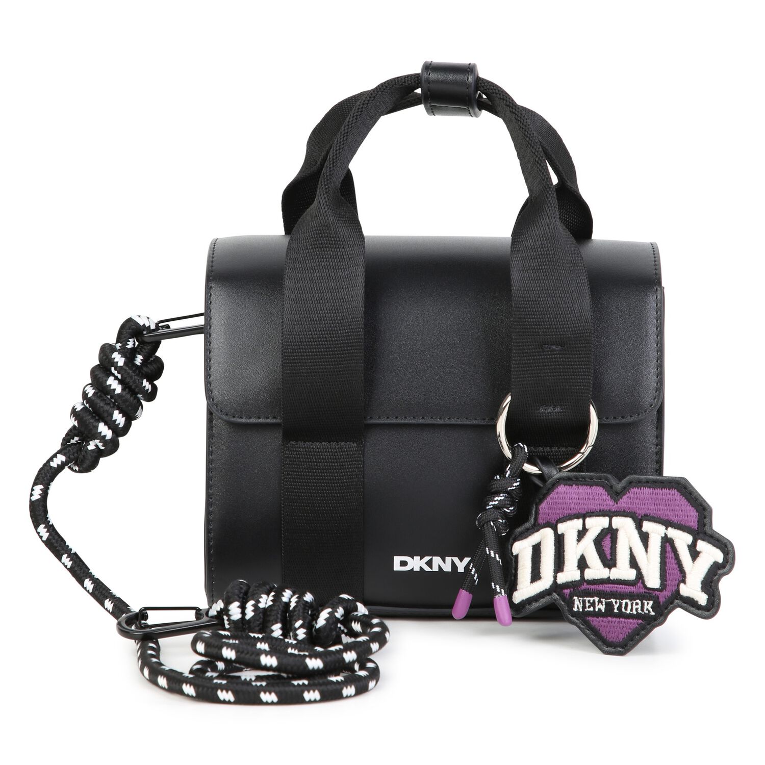 Girls Black Heart Logo Handbag ( 17CM ), 1, hi-res