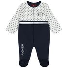 Baby Boys White & Navy Blue Babygrow Set, 1, hi-res