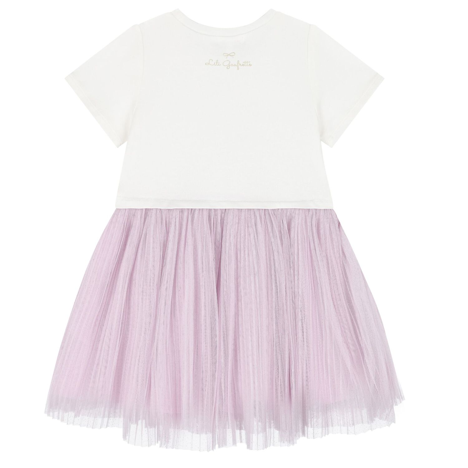 Girls White & Purple Logo Tulle Dress, 1, hi-res image number null