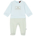 Boys Blue, Ivory & Gold Logo Babygrow Set, 1, hi-res