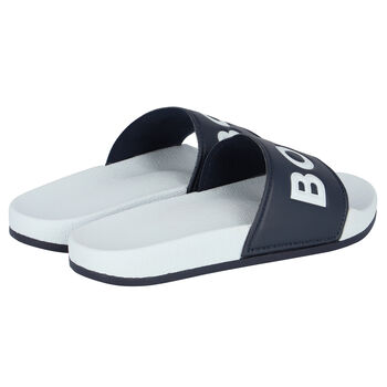 Navy Blue & White Logo Sliders