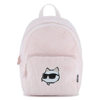 Girls Pink Faux Fur Choupette Backpack