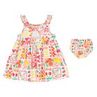 Younger Girls White Fruits Dress Set, 2, hi-res