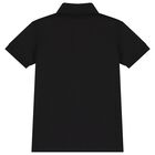 Boys Black Teddy Bear Polo Shirt, 1, hi-res