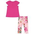 Girls Pink Floral Logo Leggings Set, 1, hi-res