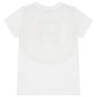 Boys White & Beige Logo T-Shirt, 4, hi-res