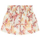 Girls Ivory & Pink Butterflies Logo Skirt, 3, hi-res