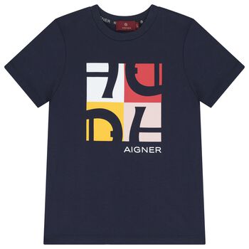 Boys Navy Blue Logo T-Shirt