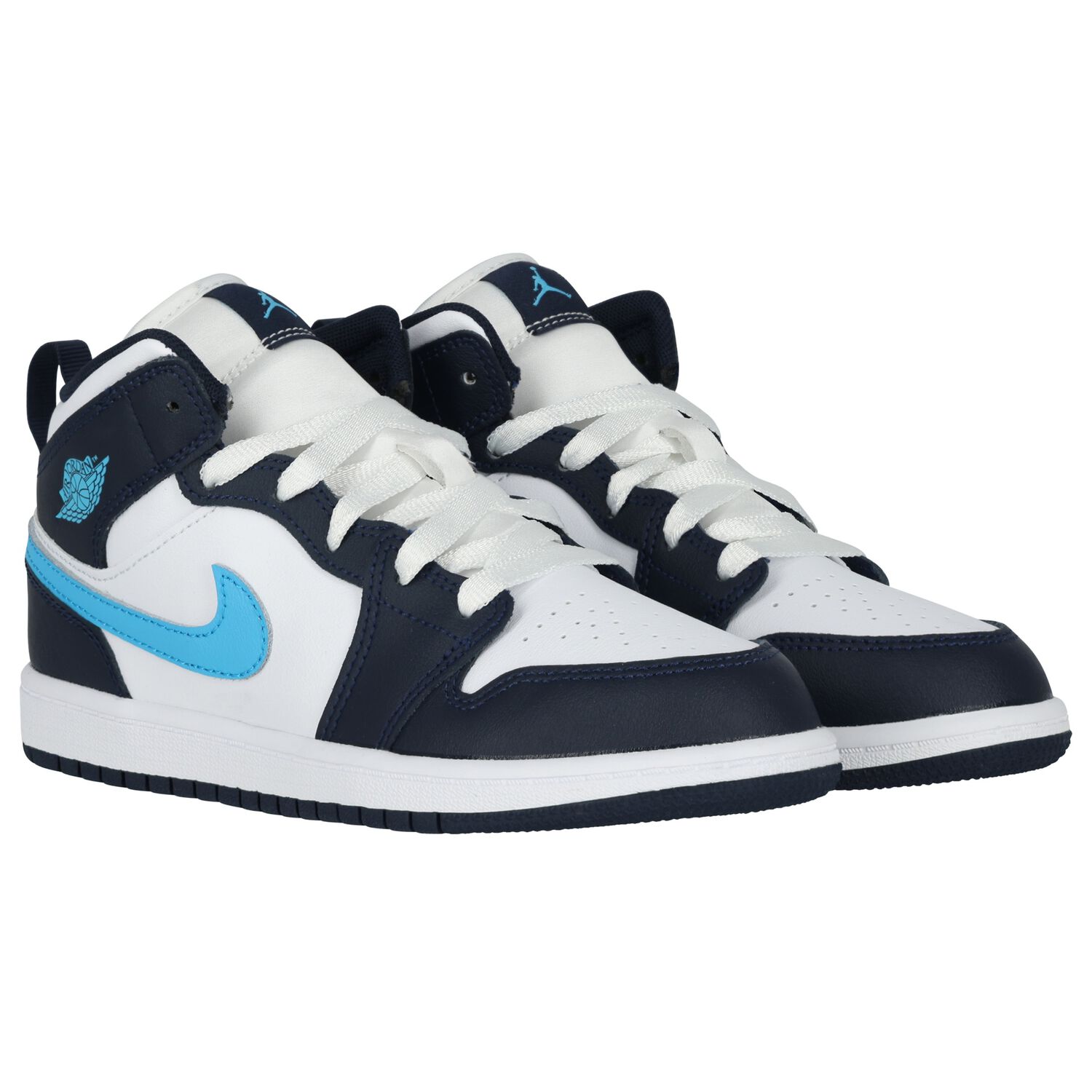 Blue & White Air Jordan 1 Mid Trainers, 6, hi-res