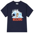 طقم شورت قطني  بشعار باللون الكحلى والأبيض للأولاد, 1, hi-res