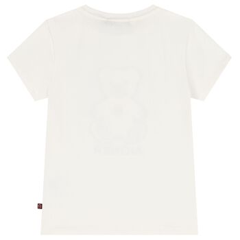 Girls Ivory Teddy Bear Logo T-Shirt