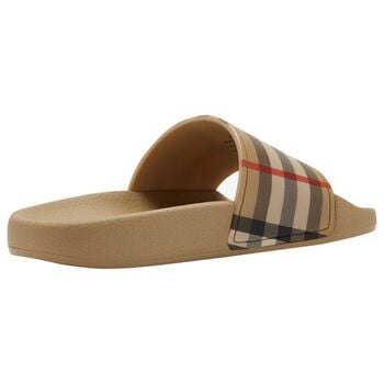 Beige Burberry Check Sliders