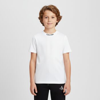 Boys Beige & White Logo T-Shirts ( 2-Pack )