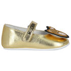 Baby Girls Gold Teddy Bear Pre Walker Shoes, 1, hi-res