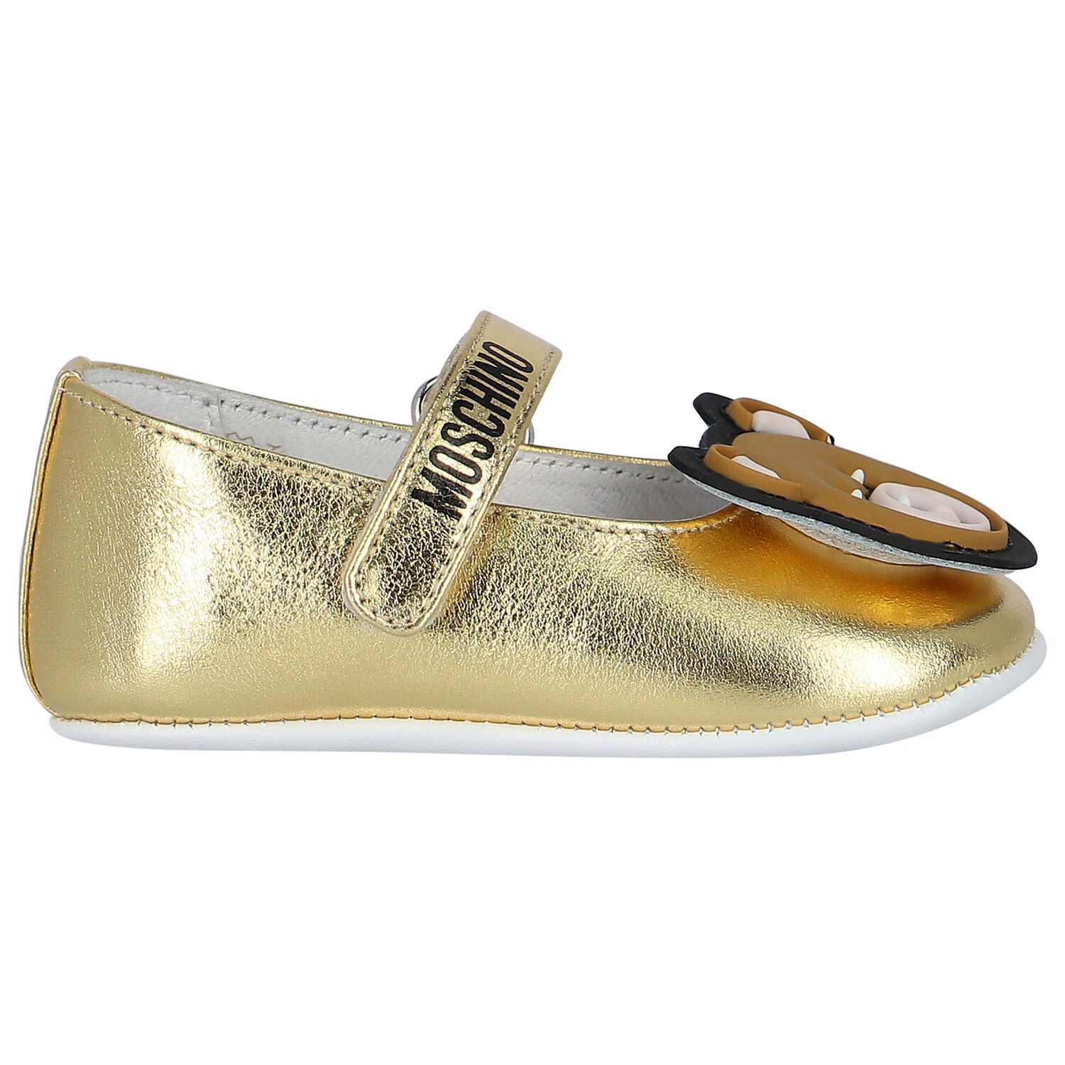 Baby Girls Gold Teddy Bear Pre Walker Shoes, 1, hi-res image number null