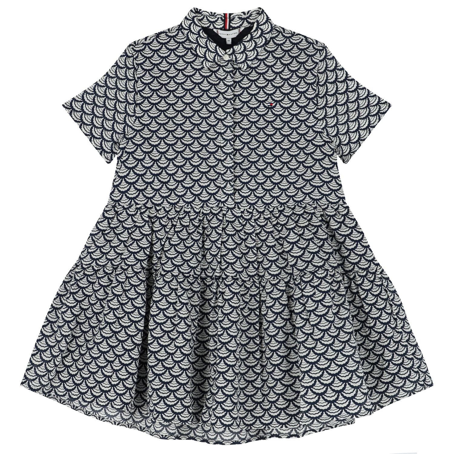 Girls Navy Blue & Ivory Logo Dress, 1, hi-res