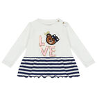 طقم بنطلون بنات باللون الابيض والازرق, 1, hi-res