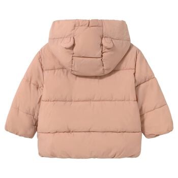 Younger Girls Pink Teddy Bear Puffer Jacket