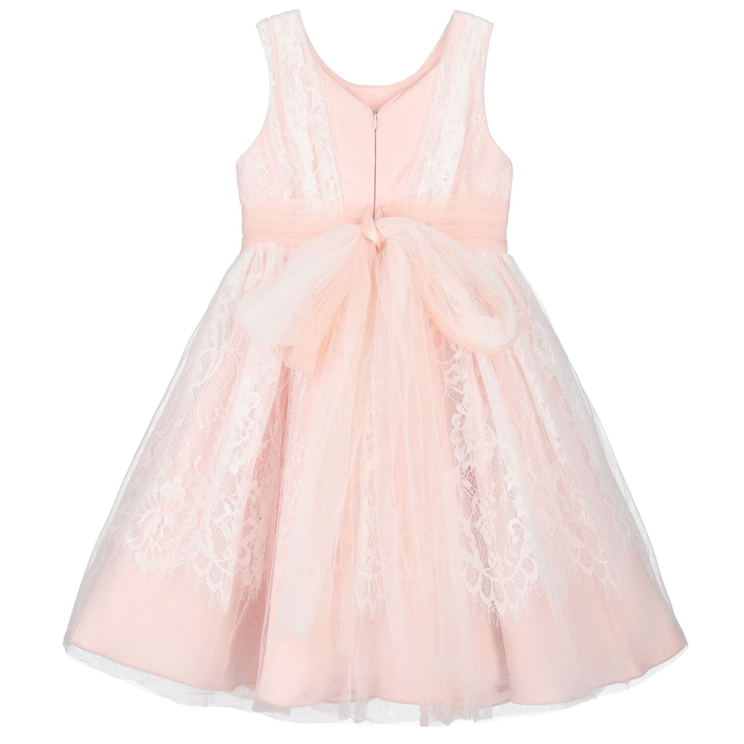 Girls Pink & White Lace Dress, 1, hi-res