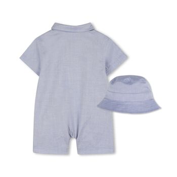 Baby Boys Blue Logo Romper & Hat Gift Set
