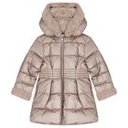 Girls Metallic Pink Puffer Coat, 1, hi-res