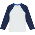 Boys White & Blue Shark Long Sleeve Rash Vest, 1, hi-res