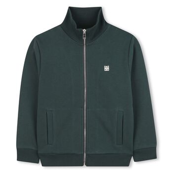 Boys Green Logo Zip Up Top