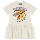 Younger Girls Ivory Varsity Tiger Dress, 1, hi-res