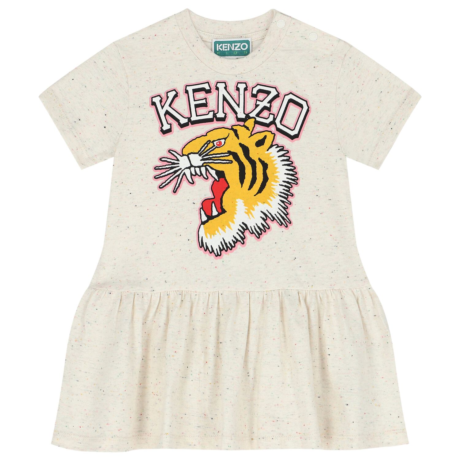 Younger Girls Ivory Varsity Tiger Dress, 1, hi-res