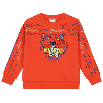 Boys Orange Tiger Logo Sweatshirt