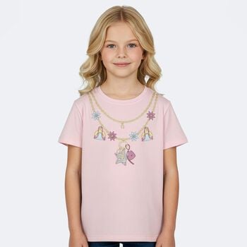 Girls Pink Necklace Logo T-Shirt