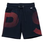 Boys Navy & Red Logo Shorts, 1, hi-res