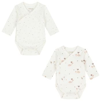 Baby Girls Ivory & Beige Balloon Bodysuits ( 2-Pack )