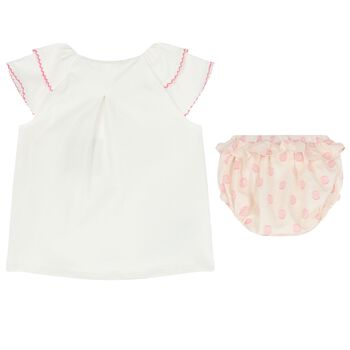 Baby Girls White Teddy bear Shorts Set