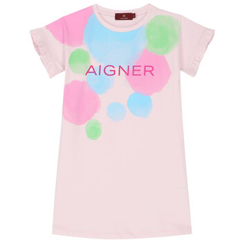 Girls Pink Logo Dress