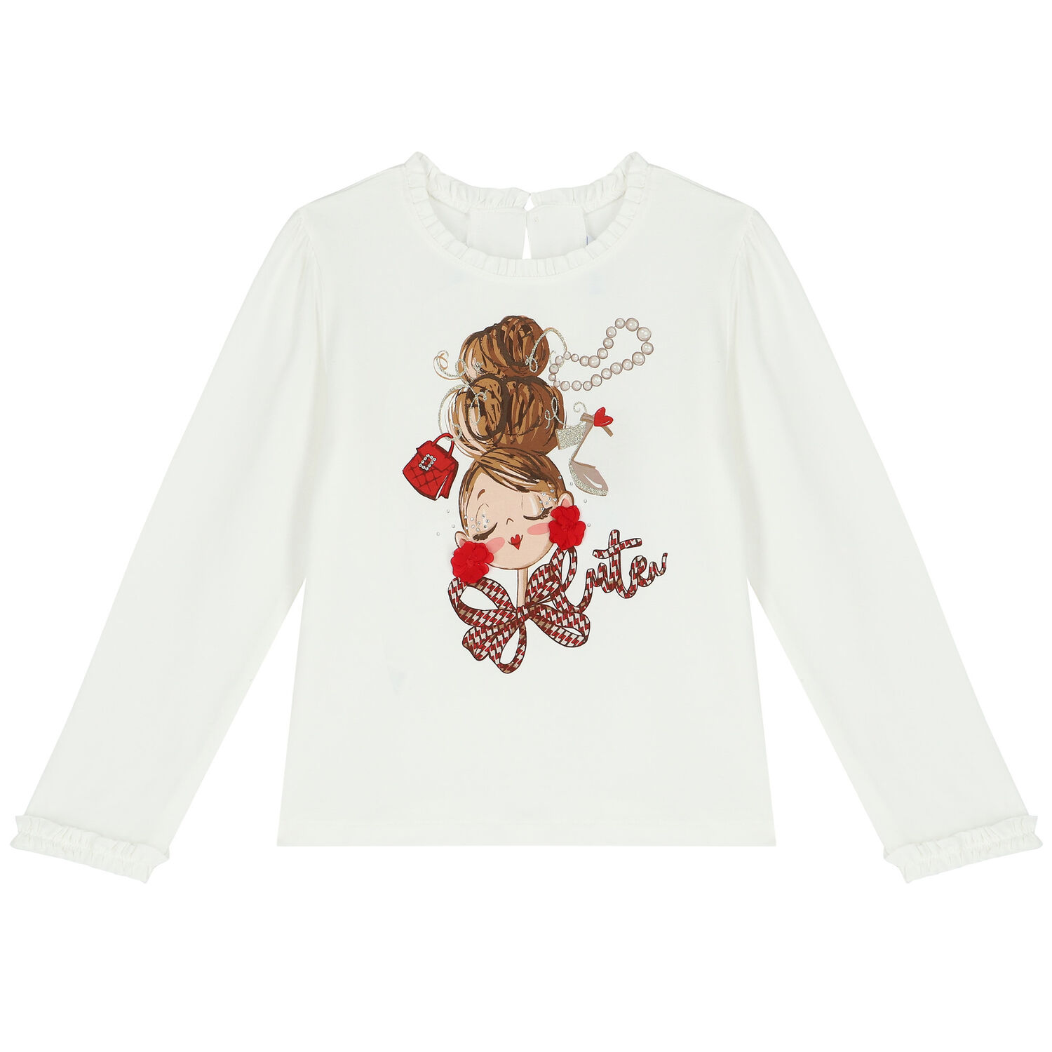 Girls Ivory Long Sleeve TopÂ , 2, hi-res image number null