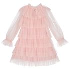 Girls Pink Layered Tulle Dress, 1, hi-res