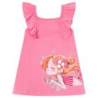 Girls Pink Mermaid Ruffled Dress, 2, hi-res