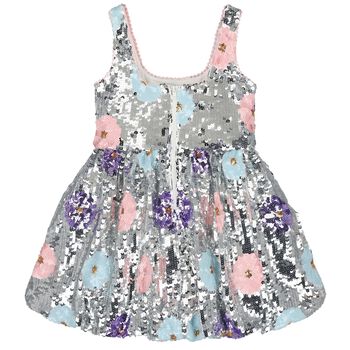 Girls Silver Sequin Dress