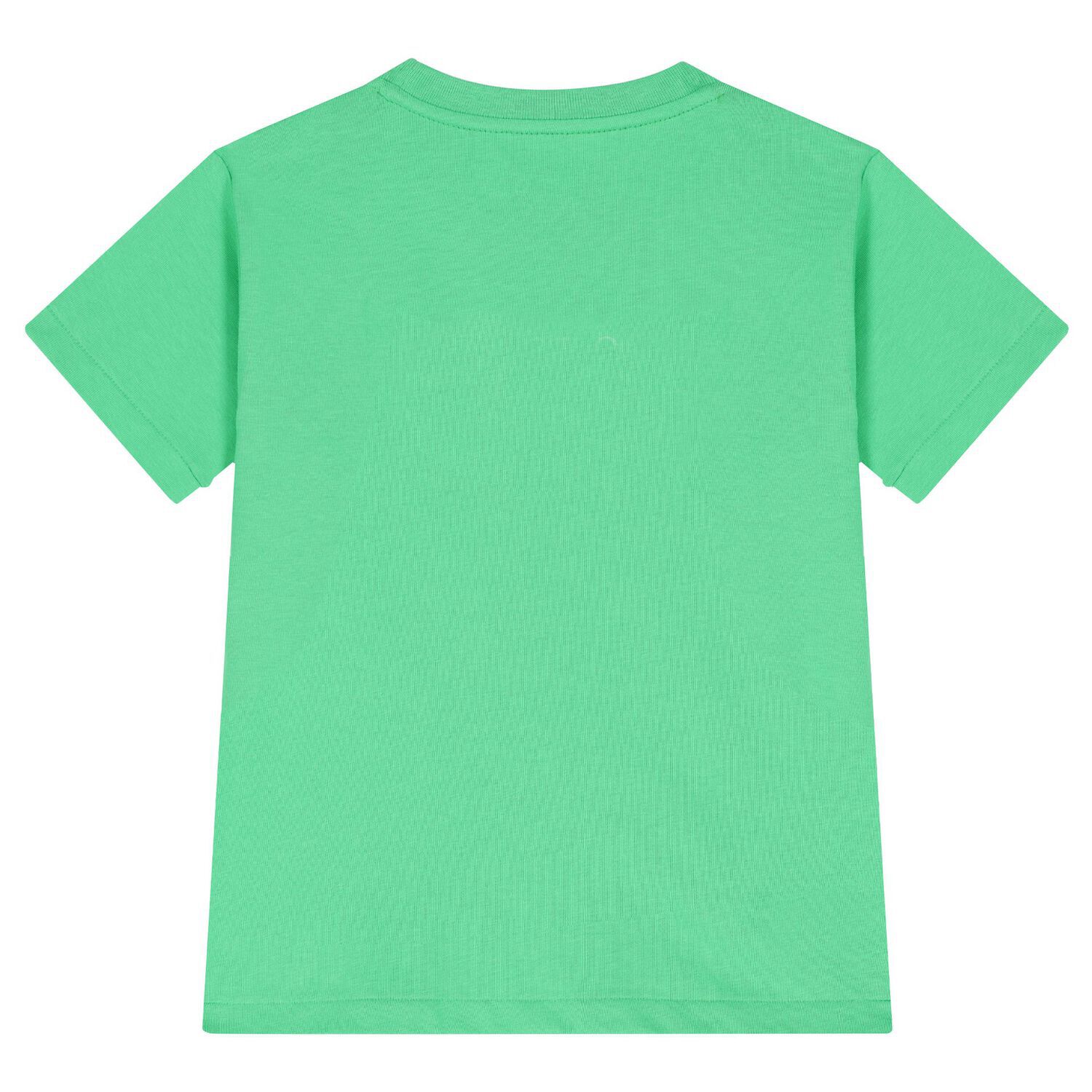Boys Green Cotton Polo Logo T-Shirt, 1, hi-res
