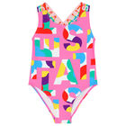 Girls Pink Logo Swimsuit, 1, hi-res