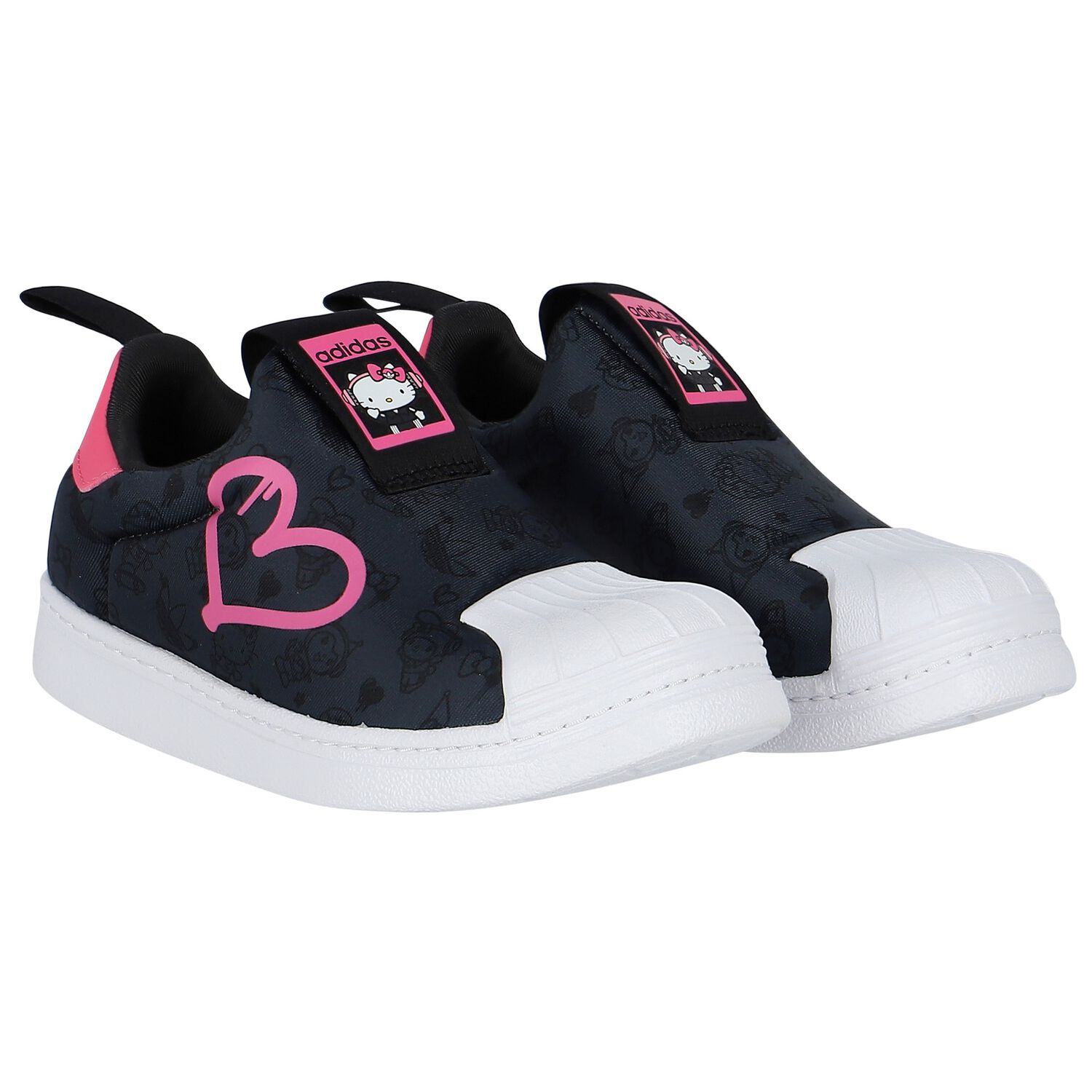 Girls Black & Pink Superstar 360 Trainers, 1, hi-res image number null