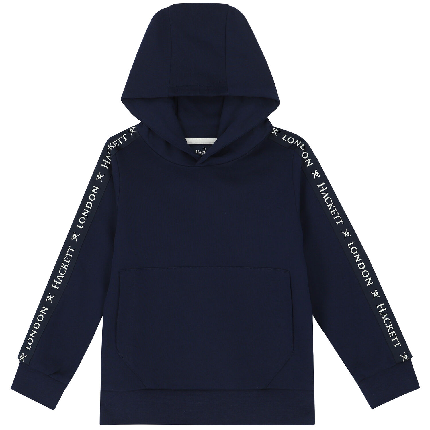 Boys Navy Logo Hooded Top, 1, hi-res