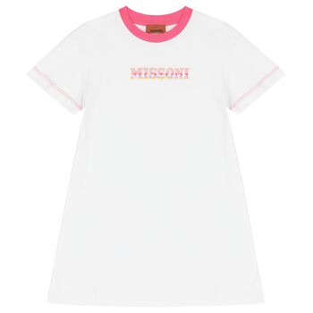 Girls White Logo Dress