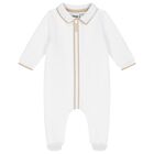 Baby Boys White Logo Babygrow, 1, hi-res