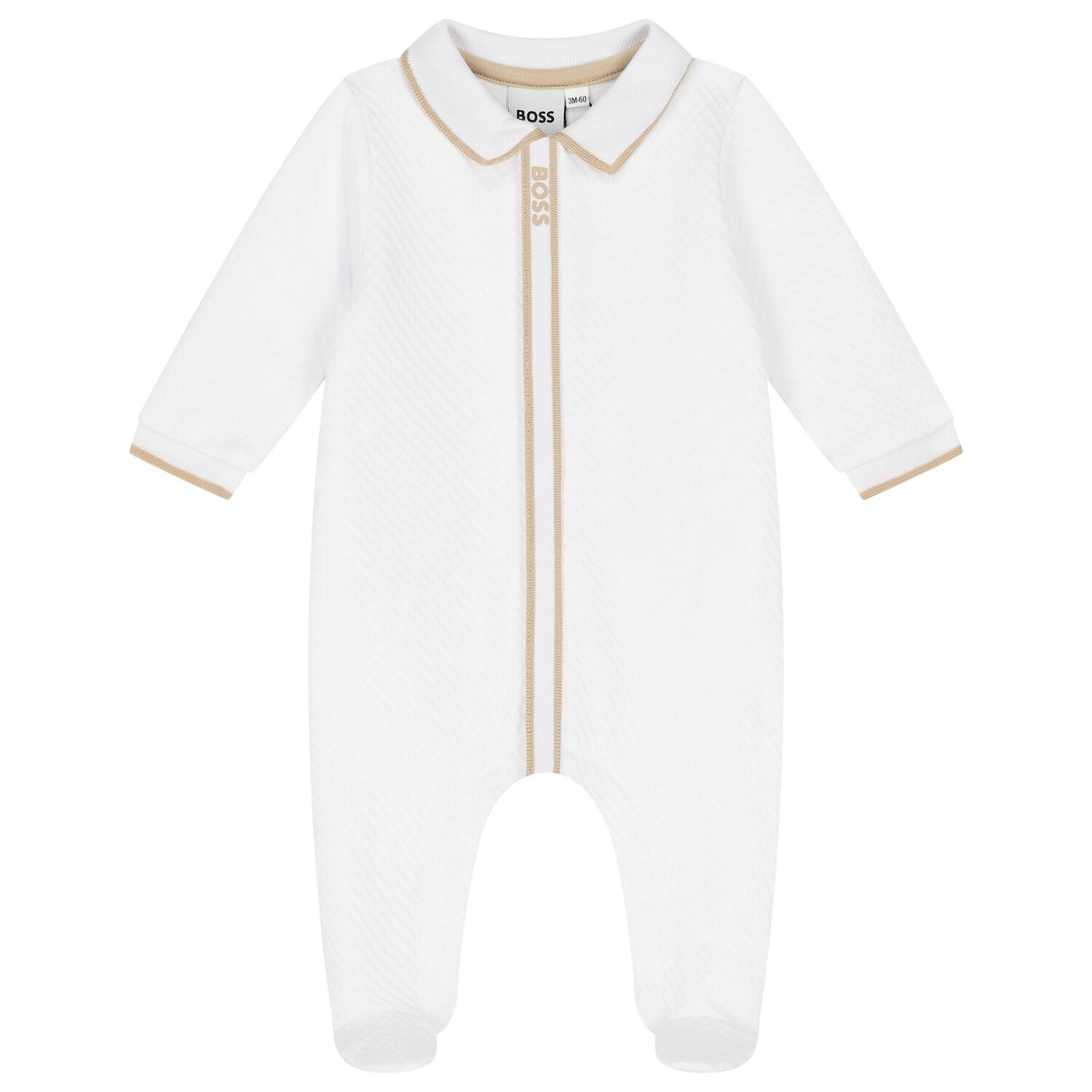 Baby Boys White Logo Babygrow, 1, hi-res