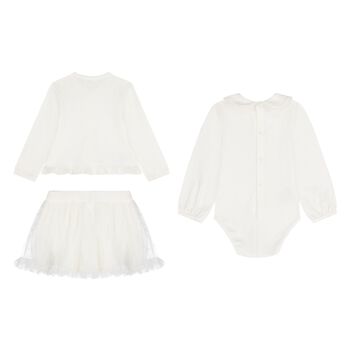Baby Girls Ivory 3 Piece Skirt Set