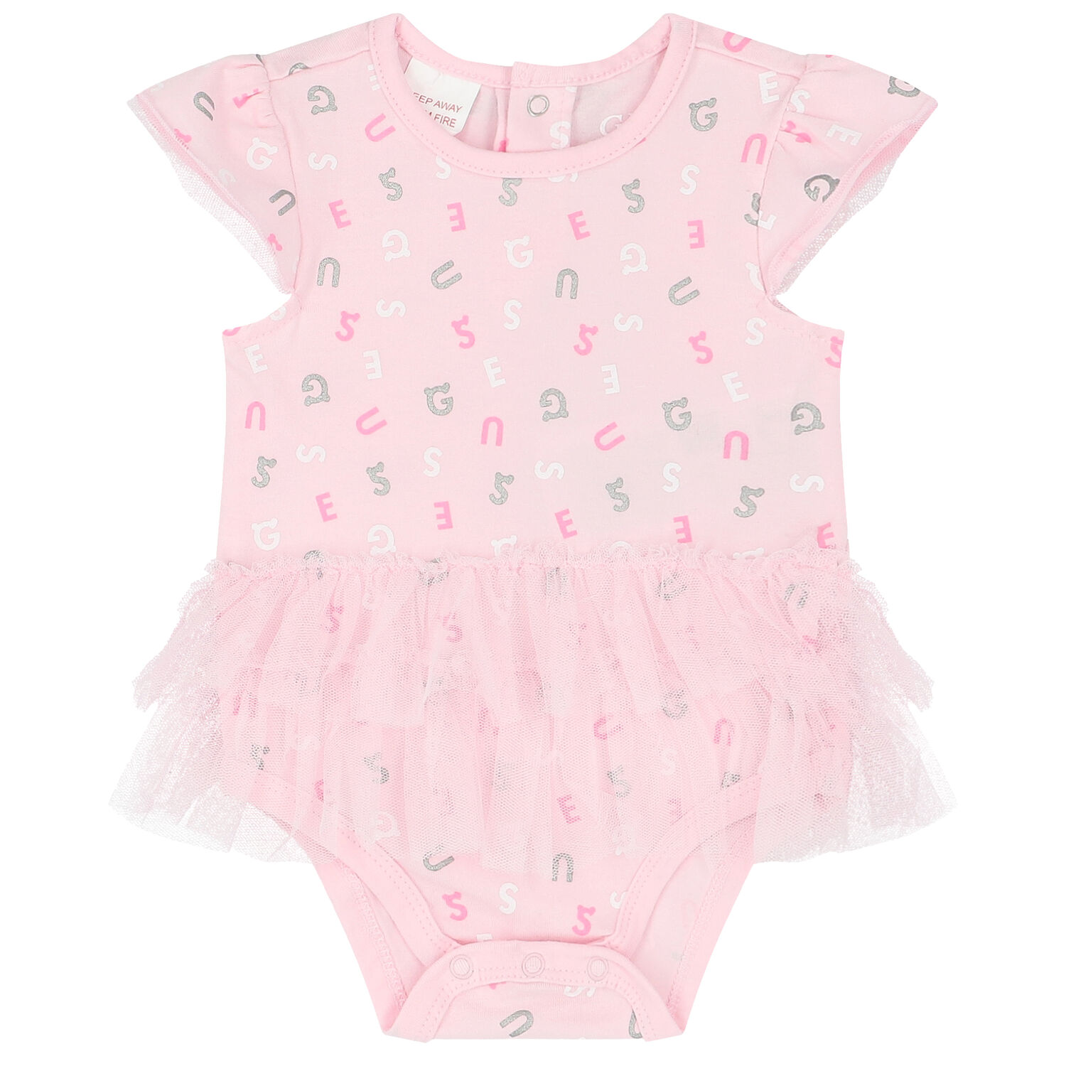 Baby Girls Pink Logo Bodysuit, 1, hi-res